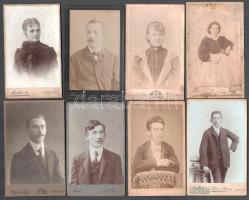 cca 1865-1880 8 db keményhátú portré vegyes budapesti műtermekből, közte sérülésekkel, 10,5×6,5 cm