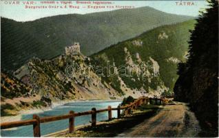 1905 Óváralja, Nezbudská Lúcka, Óvár, Stary Hrad; Tátra, vár romladék a Vágnál a Sztrecsnói hegyszorosban. Feitzinger Ede No. 636. 1905. / Burgruine Óvár a. d. Waag, Engpass von Strecsnó / castle ruins in Povazie, Strecno mountain pass (EK)