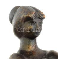 Csontos László (1925-2013): Ülő akt. Bronzírozott fém. Márvány alapon. Jelzett, m: 23 cm