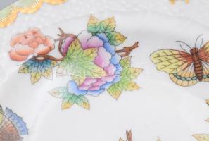 2 db Herendi Viktória mintás süteményes tányér. Kézzel festett, jelzett, hibátlan d: 18,5 cm