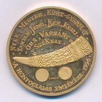 Lebó Ferenc (1960-) 1996. "A Honfoglalás emlékére 896-1996 / Vérszerződés" kétoldalas aranyozott Cu emlékérem (42,5mm) T:AU (PP) kis patina, ujjlenyomat