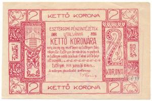 Esztergom 1919. június 10. 2K "Esztergomi Pénzintézetek Utalványa" látványosan elcsúszott nyomattal T:F ly., szép papír Adamo EST1.1