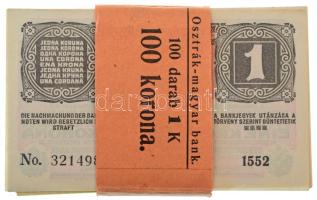 1916. 1K zöld "DEUTSCHÖSTERREICH" felülbélyegzéssel (100x) sorszámkövetők "321398 - 3...