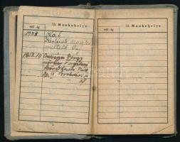 1953 gróf Zichy Aladár (1920-1969) katonakönyve, benne a kitelepített gróf számtalan lakcímével, mel...