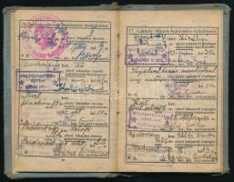 1953 gróf Zichy Aladár (1920-1969) katonakönyve, benne a kitelepített gróf számtalan lakcímével, mel...