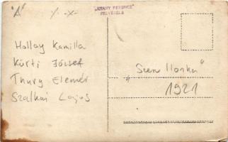 1921. Budapest, Hollay Kamilla, Szalkay Lajos, Kürti József és Thury Elemér színészek a Szép Ilonka ...