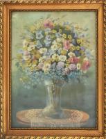 Lukács Gyula: Csendélet. Akvarell, papír. Üvegezett, sérült fakeretben. 43x31,5 cm