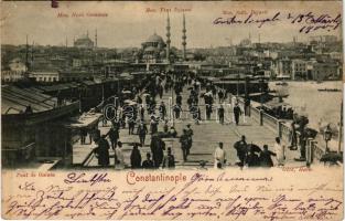 1900 Constantinople, Istanbul; Pont de Galata, Mos. Nuri Osmanie, Mos. Yeni Djami, Mos. Sult. Bejazi...