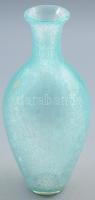 Karcag Berekfürdői türkizzöld krakléüveg váza, jelzés nélkül, m: 24,5 cm