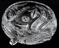 Magyar ólomkristály kínáló, jelzett, d: 20 cm