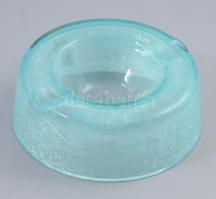 Karcag Berekfürdői krakléüveg hamuzó, címkével jelzett, d: 13 cm