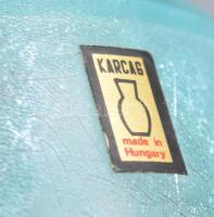 Karcag Berekfürdői krakléüveg hamuzó, címkével jelzett, d: 13 cm