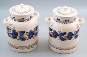 Fedeles tejes edény pár. Mázas kerámia, m: 24 cm