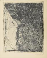 Kondor Béla (1931-1972): Vonalkompozíció. Rézkarc, papír, jelzett, üvegezett fakeretben. 13,5x11 cm