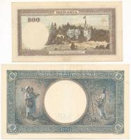 Románia 1941. 500L "O/7 078988" + 1000L "A 0328 0389" T:F, szép papír
Romania 1...