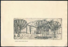 Csohány Kámán (1925-1980): Táj. Rézkarc, papír, jelzett a karcon, 7,5×17 cm
