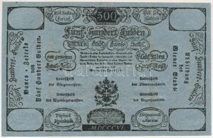 1806. 500G Formulare "Bécsi városi bankócédula" kék papíron T:AU / Habsburg Monarchy 1806....