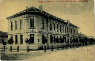 1918 Nagyszentmiklós, Sannicolau Mare; M. kir. állami elemi népiskola. Wiener Náthán kiadása / school (kopott sarkak / worn corners)