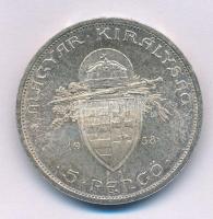 1938. 5P Ag "Szent István" T:AU patina Adamo P8.1