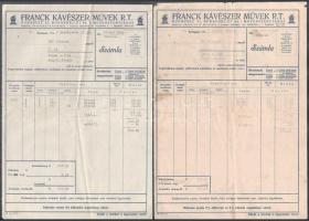 cca 1940-1947 Franck kávé fejléces számlái, 6 db