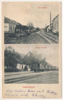 1911 Vaskoh-Barest, Körösbarafalva, Vaskóh, Coh, Vascau; utca részlet, vasútállomás, vonat / street, railway station, train (fl)