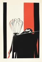 Kass János (1927-2010): Kékszakállú. Szitanyomat, papír, jelzett, 48x30,5 cm. Lapszéli apró rajzszög nyommal és apró szakadással.