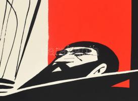 Kass János (1927-2010): Kékszakállú. Szitanyomat, papír, jelzett, 48x30,5 cm. Lapszéli apró rajzszög...