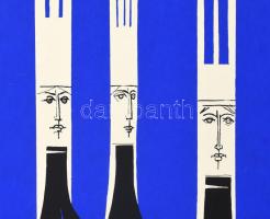 Kass János (1927-2010): Judit. Szitanyomat, papír, jelzett, 49x34 cm. Lap tetején apró rajzszög nyom...