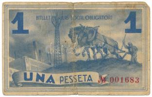 Spanyolország / Lleida Tartomány / Pobla de Segur 1937. 1P szükségpénz "001683" sorszámmal...