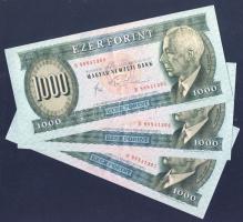 1983.november 1000Ft "B" (3x) egymásutáni sorszámmal T:II+