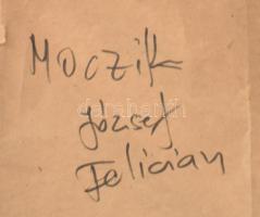 Jelzés nélkül (Móczik József Felicián?): Női szent. Olaj, vászon, kartonon. Hátoldalán utólagos Mócz...