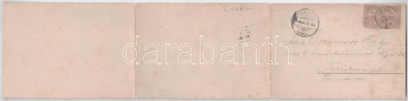 1900 Herkulesfürdő, Baile Herculane; szálloda, fürdő, híd. Römmler U. Jonas kiadása, 3-részes kihajt...