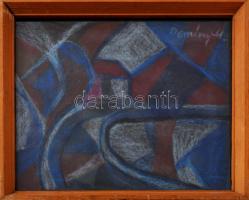 Demény Miklós (1939-2010): Geometrikus formák. Kréta, papír, jelzett. Üvegezett fakeretben. 22x27,5 ...