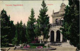 Nagyiklód, Iclod (Szolnok-Doboka-megye); Margit lak, kastély. Kézzel színezett / villa, castle, hand coloured (gyűrődések / creases)