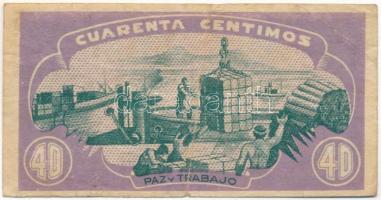 Spanyolország / Asztúria és León Tartomány DN(1937) 40c szükségpénz "028214" sorszámmal T:...