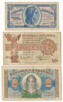 Spanyolország / Polgárháború 1937. 50c + 1P + 2P "Republica Espanola" T:F Spain / Civil War 1937. 50 Centimos + 1 Peseta + 2 Pesetas "Republica Espanola" C:F Krause P#93, P#94, P#95