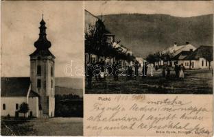 1910 Puhó, Púchov; templom, utcakép. Brück Gyula felvétele (Vágújhely) / church, street (EK)
