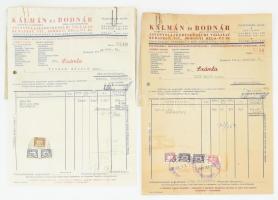 1948 Bp., Kálmán és Bodnár Ásványolajkereskedelmi Vállalat 2 db fejléces számla + 2 db vasúti fuvarlevél