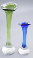 2 db üveg váza párban. cseh üveg, anyagában színezett, hibátlan 22, 28 cm