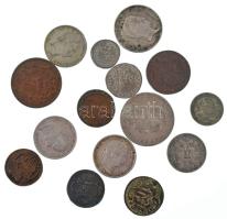 15db-os vegyes, elsősorban magyar és osztrák Ag és bronz krajcár, forint tétel, közte 1868KB 4kr Cu ...