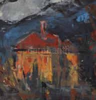 Gádor Emil (1911-1998): Színes táj. Olaj, vászon, jelezve jobbra lent, kisebb felületi sérülésekkel....