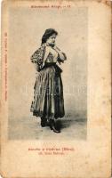 Pöstyén, Piestany; Dievca, Sl. Viera Dulova. Slovenské kroje 11. Vydáva P. Sochán / lány szlovák népviseletben / girl in Slovak folk costume, folklore (EB)