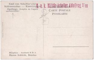 Opálhegy, Zámutov, Zamutó; Kastélyépítés a volt Zemplén megyében. Műépítész: Hanns Schlicht. Scheibl...