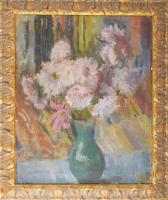 Pituk József Viktórián (1906-1991): Csendélet. Olaj, vászon, jelzett, kissé sérült. Dekoratív fakeretben. 52,5x43 cm