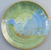 Gorka-Focht Géza: Fali dísztál. Mázas kerámia, jelzett, hibátlan d: 35 cm