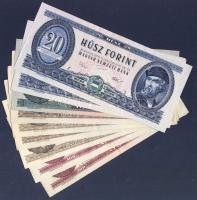 Kis forint tétel 1962-89. 10Ft (1x), 20Ft (2x), 50Ft (4x), 100Ft (2x) mind klf évszámmal! T:II+,II