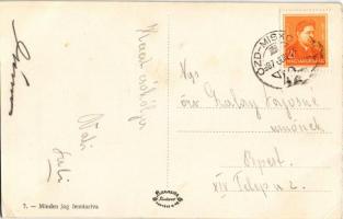 1937 Ózd, Hősök szobra, emlékmű + "ÓZD - MISKOLC 42" vasúti mozgóposta bélyegző (EK)