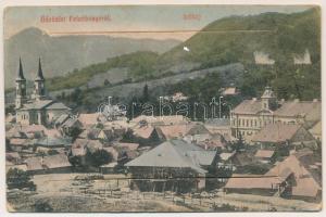 Felsőbánya, Baia Sprie; Látkép, leporellolap 10 képpel: címer, vasútállomás, bánya. Dacsek Péter kiadása / leporellocard with 10 images: coat of arms, railway station, mine (gyűrődések / creases)