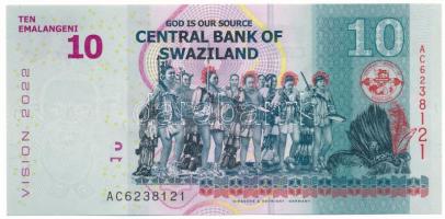 Szváziföld 2015. 10E "Vision 2022" papír-polimer emlékbankjegy "AC 6238121" T:UNC Swaziland 2015. 10 Emalangeni "Vision 2022" paper-polymer commemorative banknote "AC 6238121" C:UNC Krause P#41