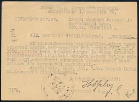1945 (2. díjszabás) Levelezőlap 4 db infláció előtti bélyeggel "SZOMBATHELY" - Budapest